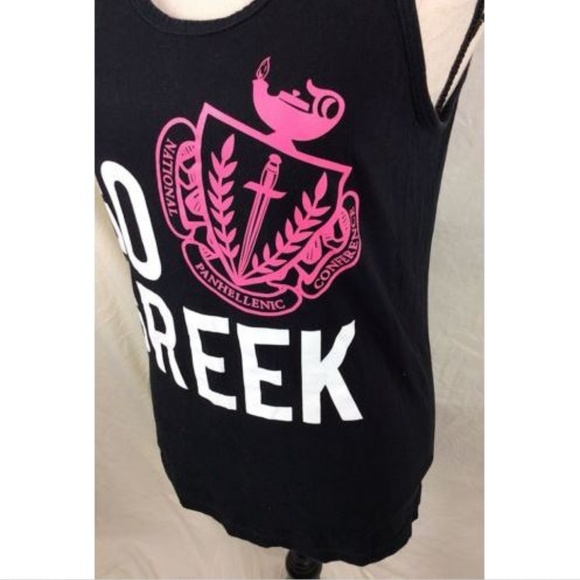 American Apparel GO GREEK Tank Top Sorority Fraternity College University - Picture 2 of 5
